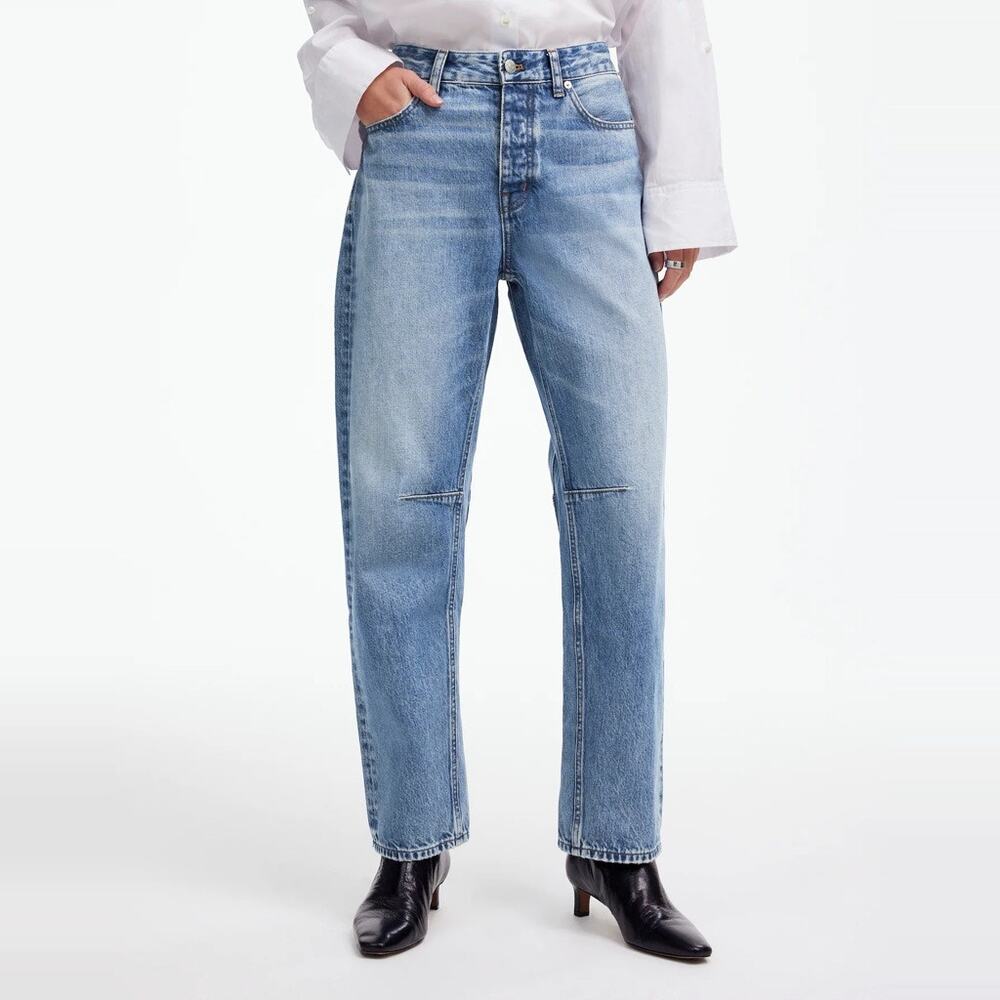 Madewell The Darted Barrel-Leg Jeans 24 Button Fly Cropped